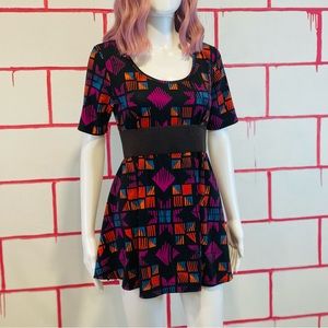 LuLaRoe Black Short Sleeve Geometric Print Top
